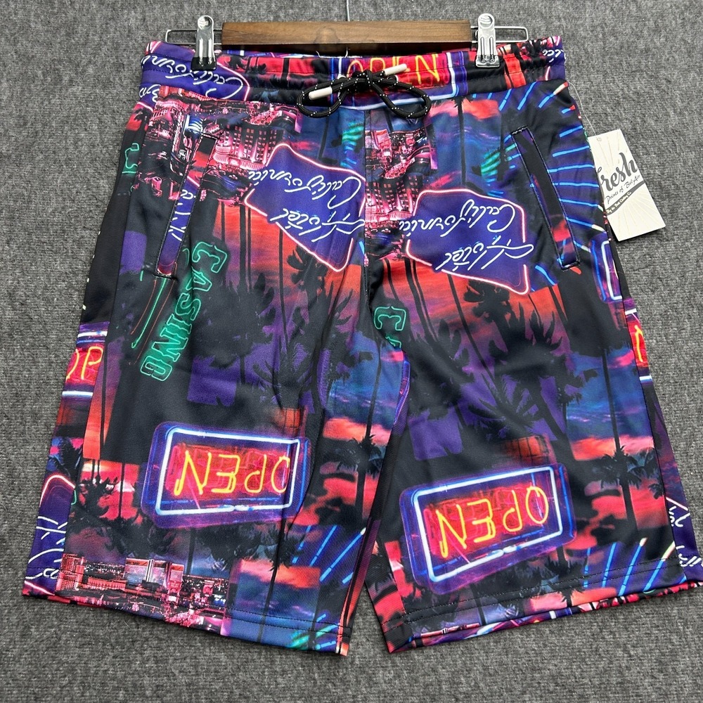 Drill Clothing Drawstring Shorts Size Small Fresh Prints‎ Neon Casino Mens